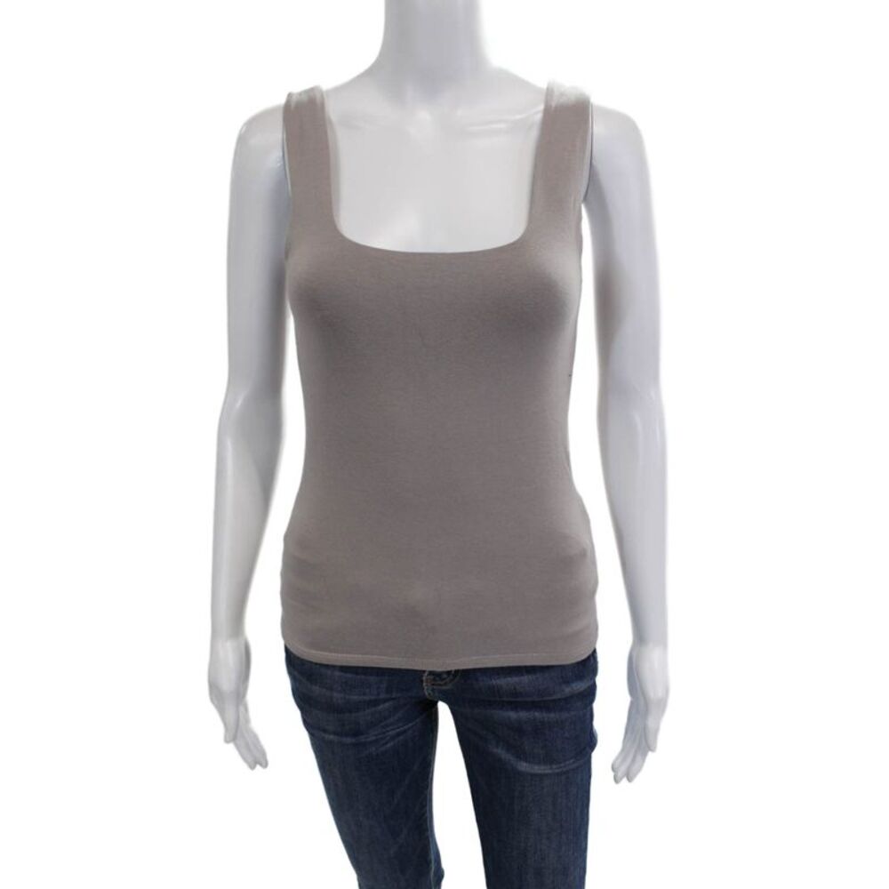 Designer Women Camisole Square Neck Sleeveless Gray Cotton Elastane Size S
